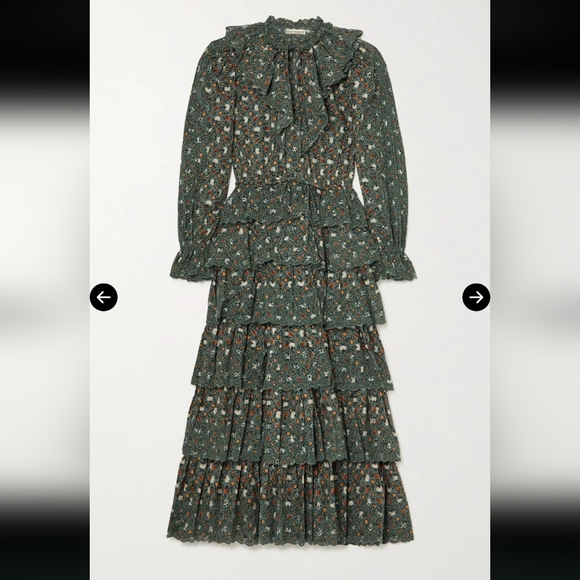 Ullaa Johnson Odile raffled Floral broderie anglaise cotton Poplin midi dressSz8 - Picture 3 of 12